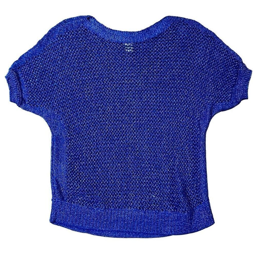 Chico’s Textured Open Weave Pullover Short Sleeve Sweater 2 or Large
